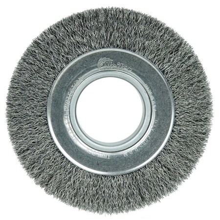 WEILER 6" Medium Face Crimped Wire Wheel .014" Steel Fill 2" Arbor Hole 6080